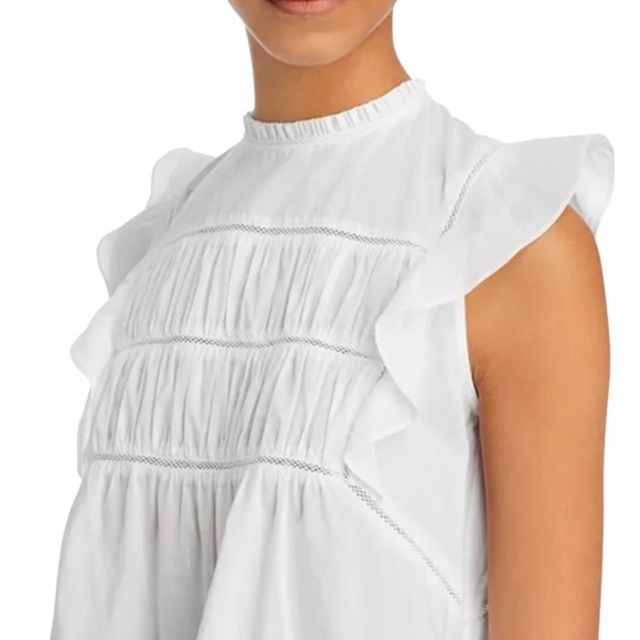RAILS Filomena Sleeveless Ruffled Pin Tucked Cotton Lightweight White Blouse - Picture 2 of 13